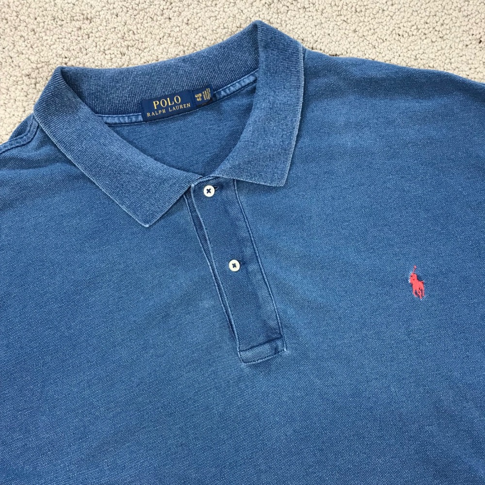 Polo Ralph Lauren Mens 4XB Blue Pique Cotton Short Sleeve Pony Logo Polo Shirt